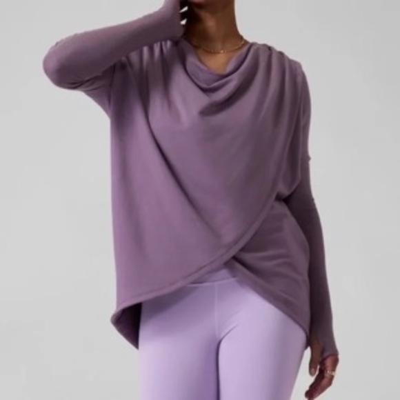 Athleta Purana Wrap Sweatshirt Purple Hoodie Women's Medium M - Picture 1 of 9